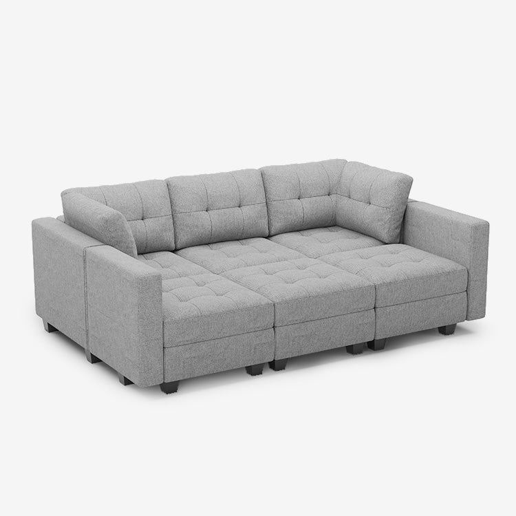 Belffin 6 Seats + 7 Sides Modular Weave Sleeper Sofa with Storage Seat
