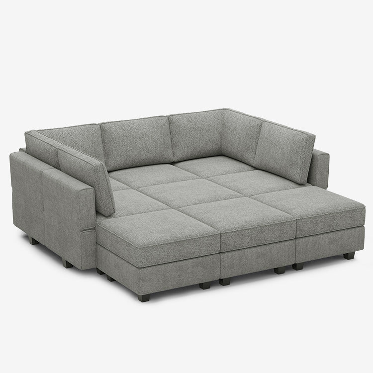 Belffin 9 Seats + 7 Sides Modular Terry Sleeper Sofa with Storage Seat