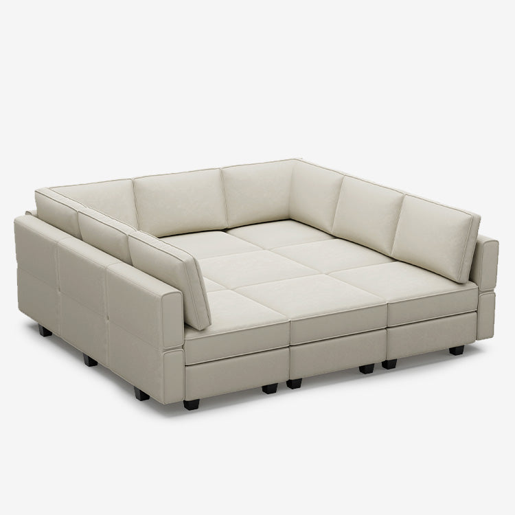 Belffin 9 Seats + 9 Sides Modular Velvet Sleeper Sofa with Storage Seat