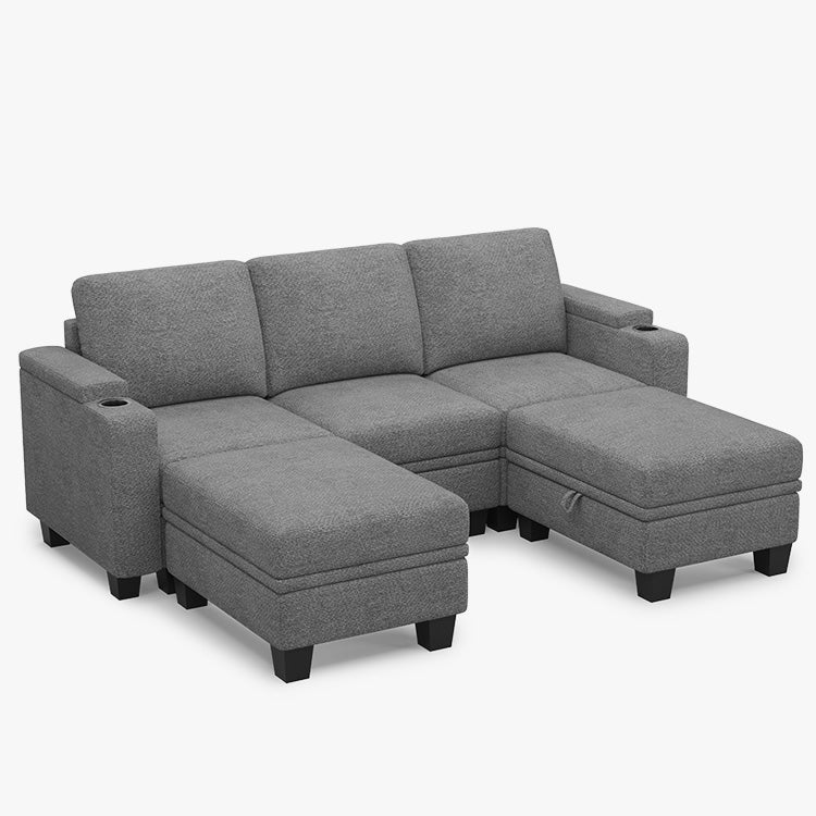 Belffin Modular 5 Seater Modular Chenille Sofa