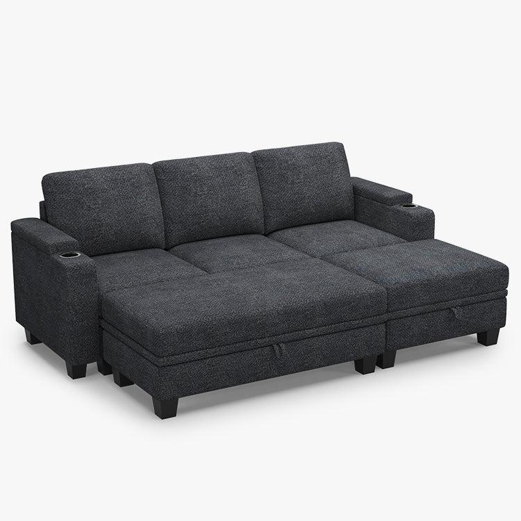 Belffin Modular 3 Seater Modular Chenille Sleeper Sofa