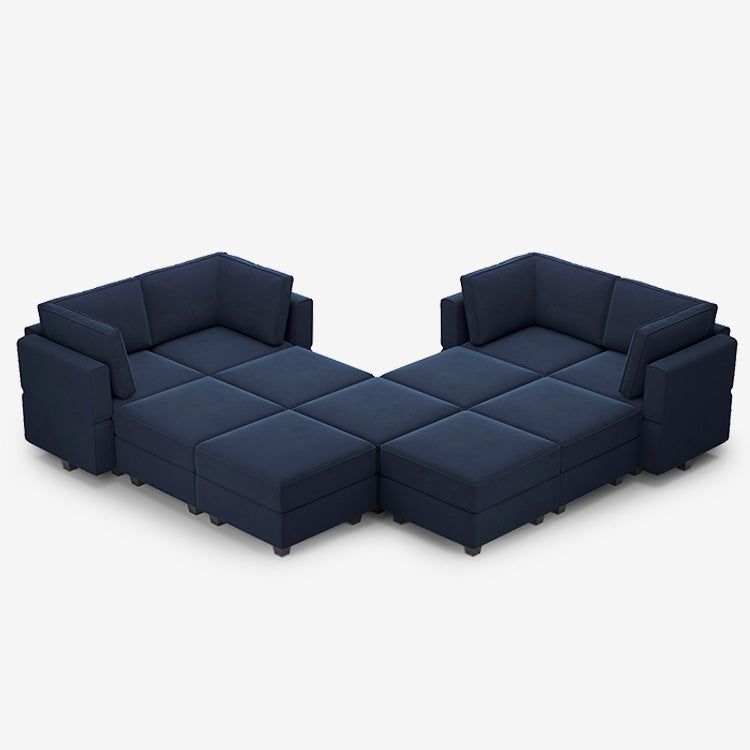 Canapé modulable en velours Belffin 11 places + 8 côtés avec siège de rangement