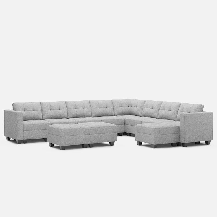 Belffin 9 Seats + 11 Sides Modular Weave Sofa with Storage Seat and Ottoman