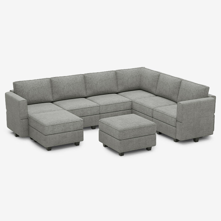 Belffin 7 Seats + 9 Sides Modular Terry Sofa with Storage Seat and Ottoman