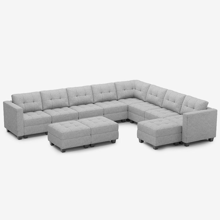 Belffin 9 Seats + 11 Sides Modular Weave Sofa with Storage Seat and Ottoman