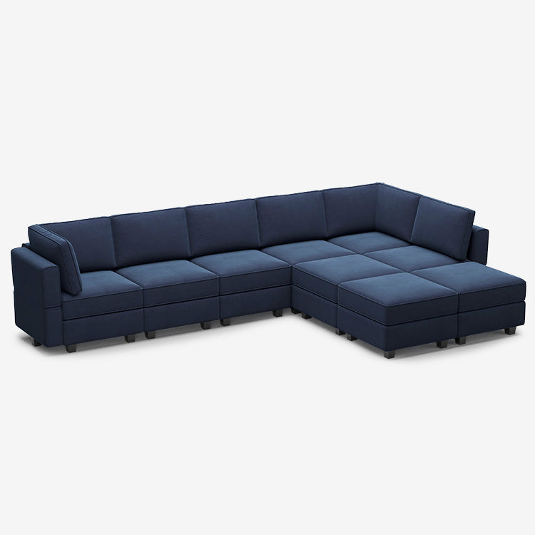 Canapé modulable en velours Belffin 9 places + 8 côtés avec siège de rangement