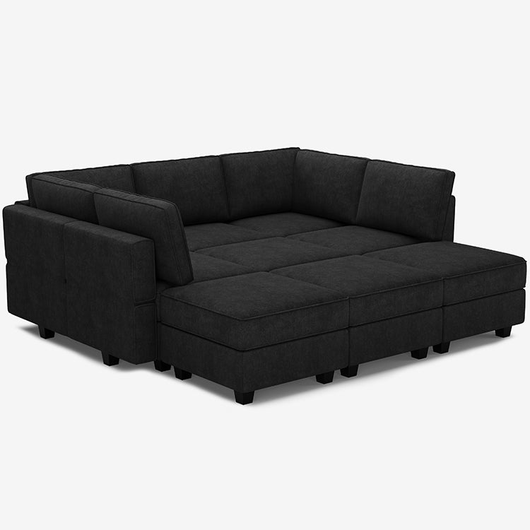 Belffin 9 Seats + 7 Sides Modular Terry Sleeper Sofa with Storage Seat