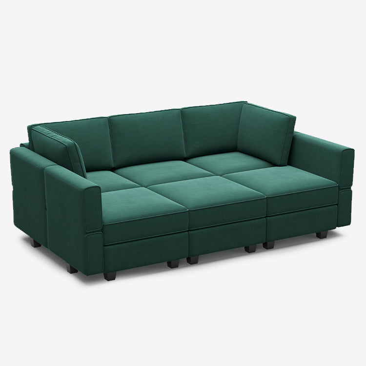 Belffin 6 Seats + 7 Sides Modular Velvet Sleeper Sofa with Storage Seat