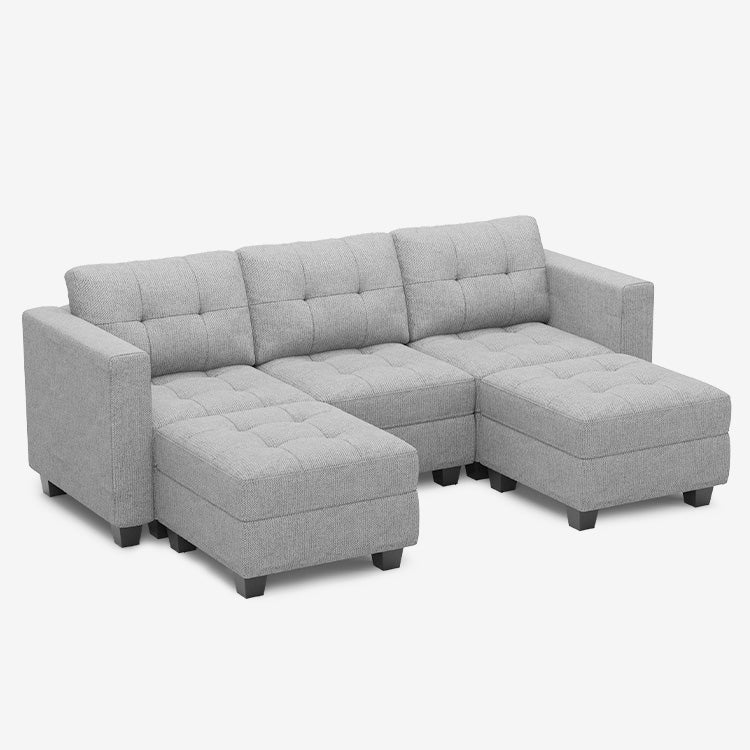 Belffin 5 Seats + 5 Sides Modular Weave Sofa with Storage Seat