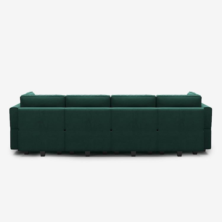 Canapé modulable en velours Belffin 6 places + 8 côtés avec siège de rangement