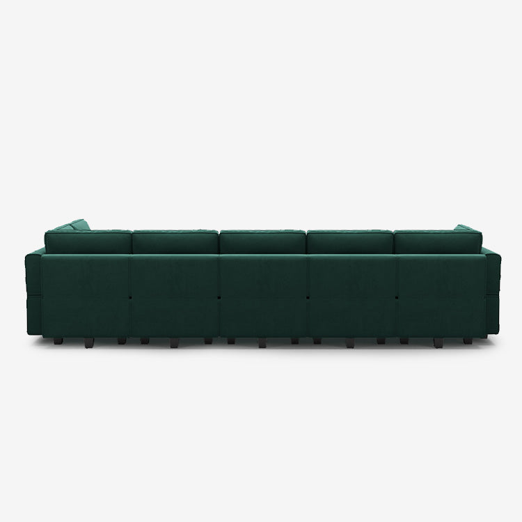 Canapé modulable en velours Belffin 9 places + 8 côtés avec siège de rangement
