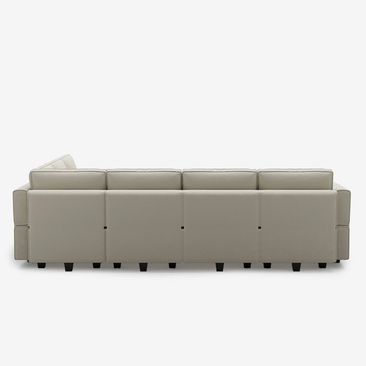Belffin 7 Seats + 9 Sides Modular Velvet Sofa with Storage Seat and Ottoman
