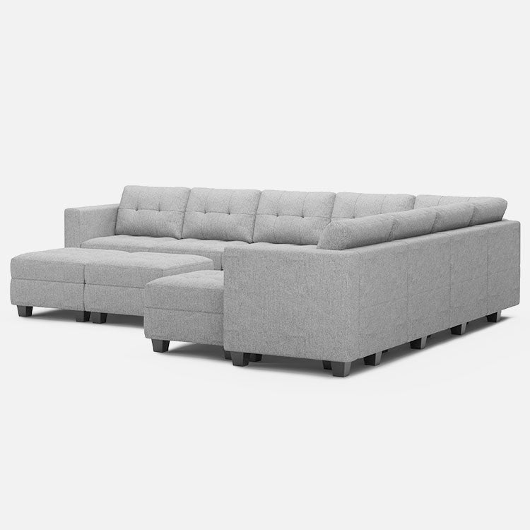 Belffin 9 Seats + 11 Sides Modular Weave Sofa with Storage Seat and Ottoman