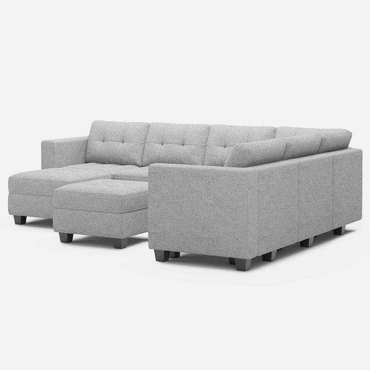 Belffin 7 Seats + 9 Sides Modular Weave Sofa with Ottoman