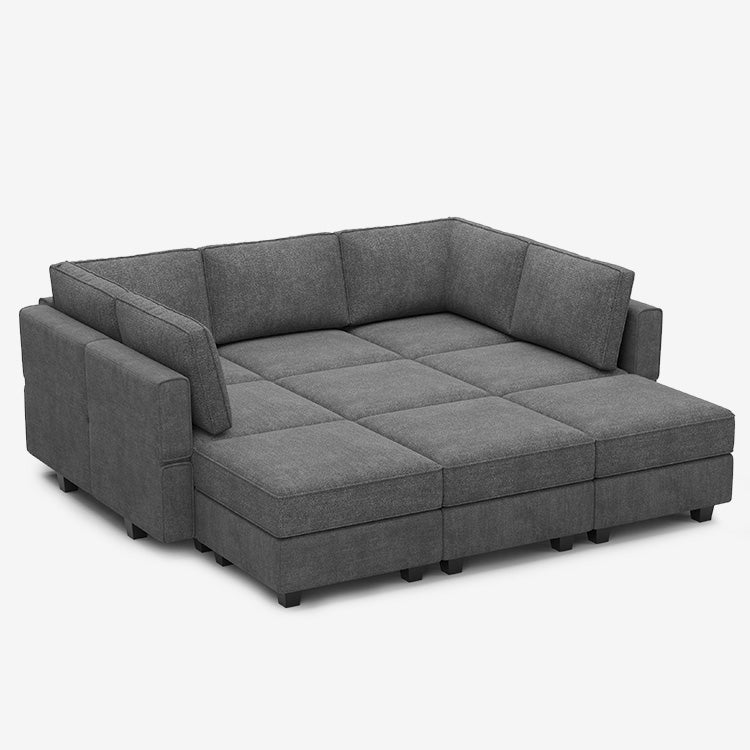 Belffin 9 Seats + 7 Sides Modular Terry Sleeper Sofa with Storage Seat