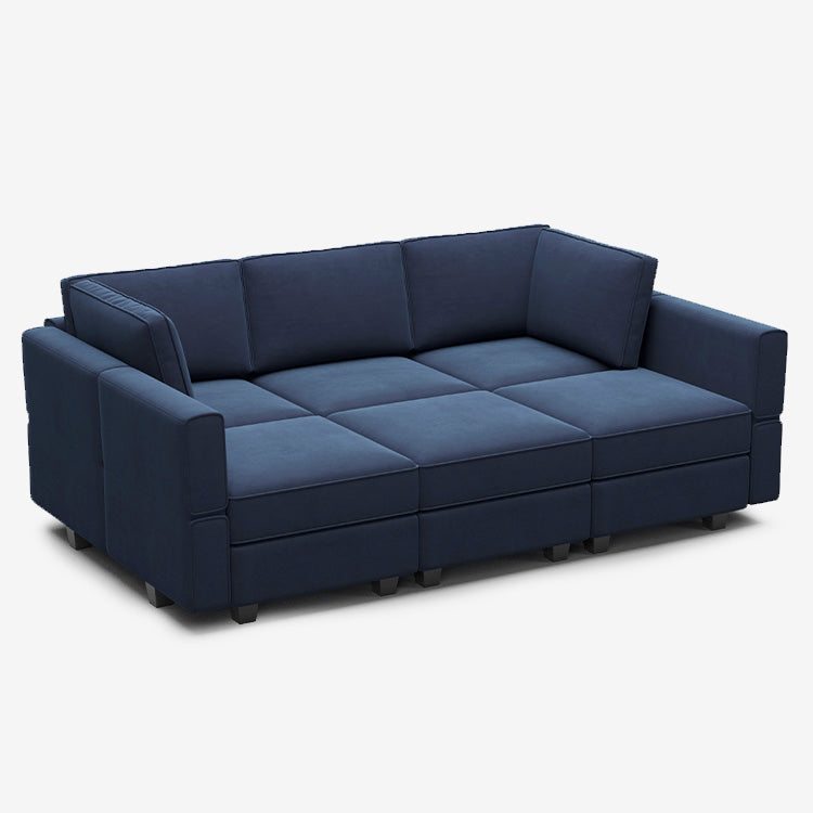 Belffin 6 Seats + 7 Sides Modular Velvet Sleeper Sofa with Storage Seat