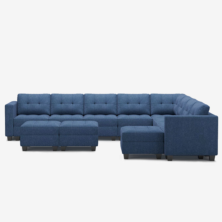 Belffin 9 Seats + 11 Sides Modular Weave Sofa with Storage Seat and Ottoman