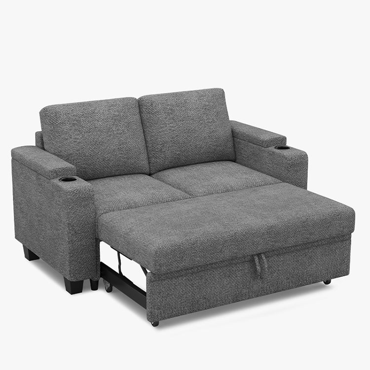 Belffin Modular 2 Seater Modular Chenille Pull-out Loveseat Sofa with Storage Seats