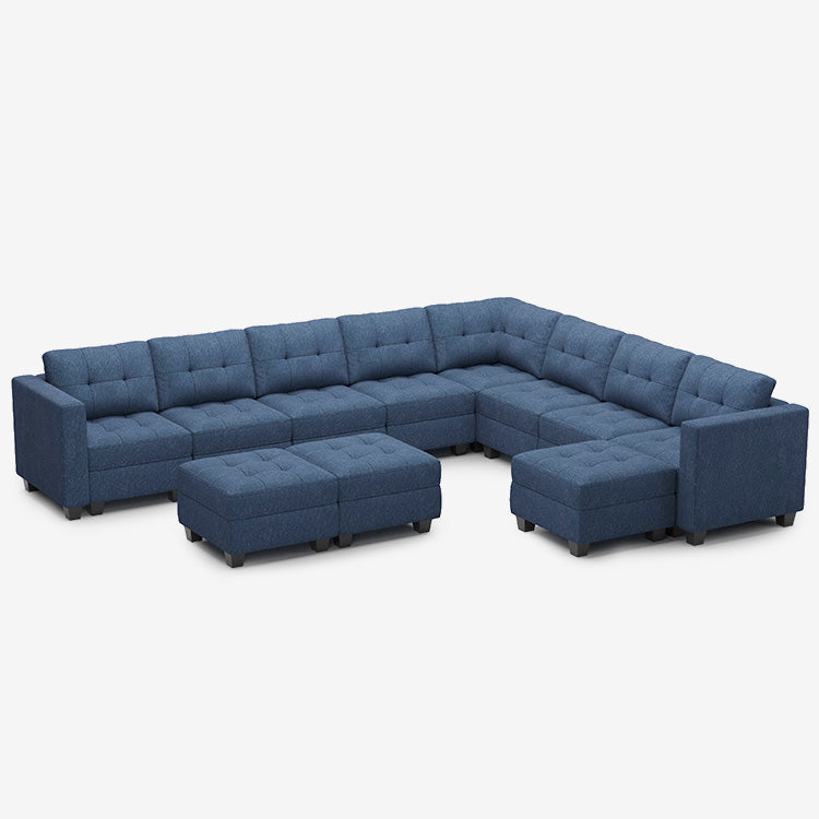 Belffin 9 Seats + 11 Sides Modular Weave Sofa with Storage Seat and Ottoman