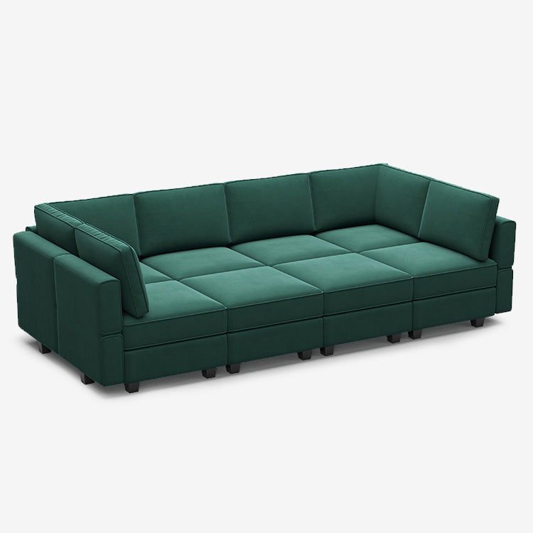 Belffin 8 Seats + 8 Sides Modular Velvet Sleeper Sofa with Storage Seat