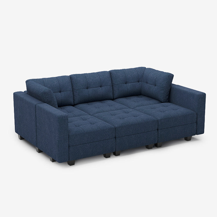 Belffin 6 Seats + 7 Sides Modular Weave Sleeper Sofa with Storage Seat