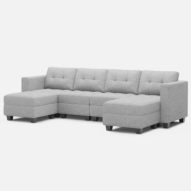 Belffin 6 Seats + 6 Sides Modular Weave Sofa with Storage Seat