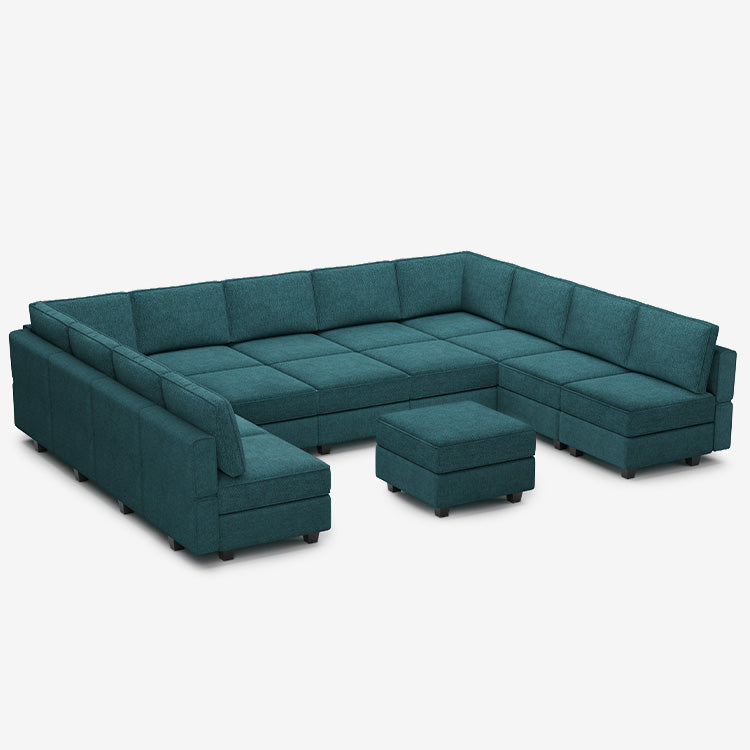 Canapé modulable Belffin 14 places + 13 côtés en tissu éponge avec siège de rangement et pouf