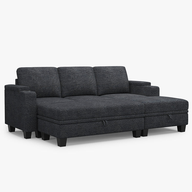 Belffin Modular 3 Seater Modular Chenille Sleeper Sofa