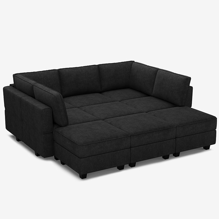 Belffin 9 Seats + 7 Sides Modular Terry Sleeper Sofa with Storage Seat