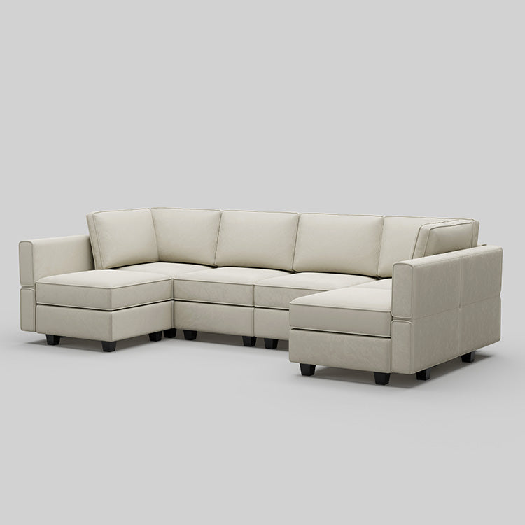 Canapé modulable en velours Belffin 6 places + 8 côtés avec siège de rangement