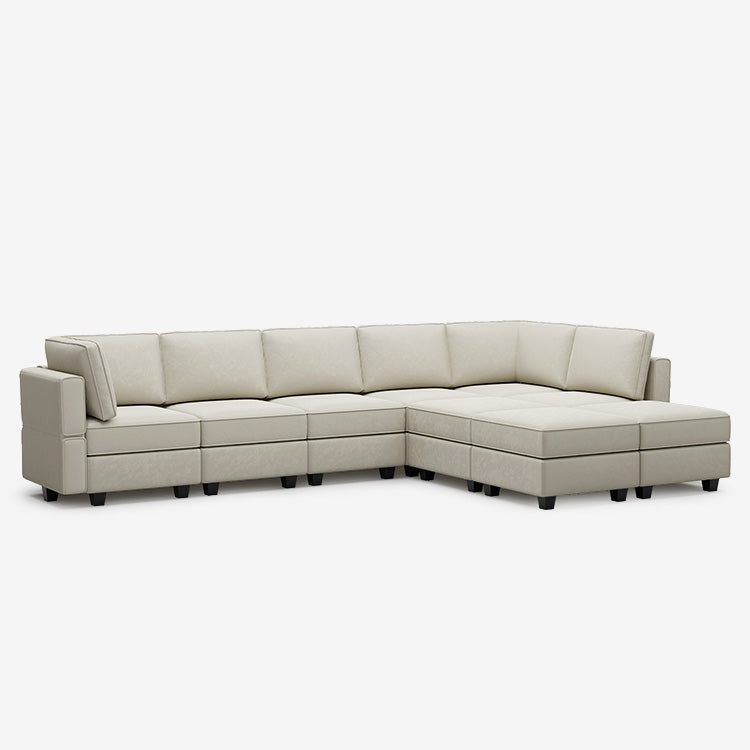 Canapé modulable en velours Belffin 9 places + 8 côtés avec siège de rangement