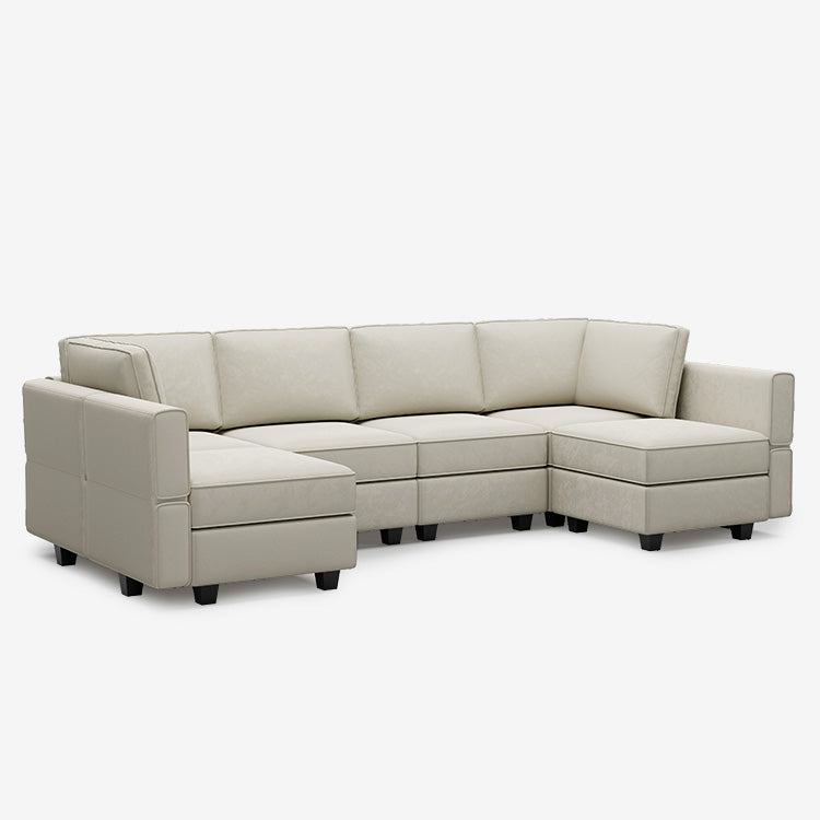 Canapé modulable en velours Belffin 6 places + 8 côtés avec siège de rangement