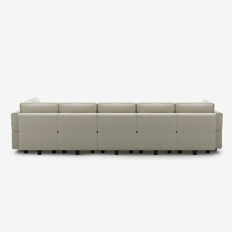 Canapé modulable en velours Belffin 9 places + 8 côtés avec siège de rangement