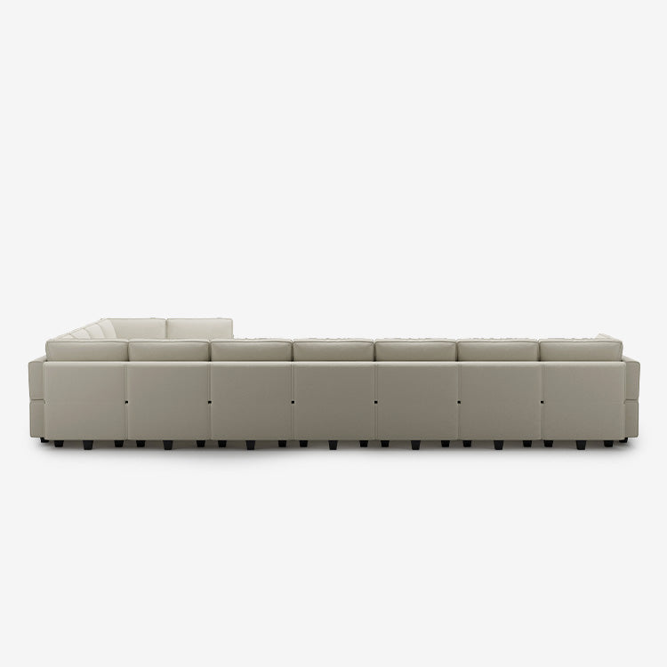 Canapé modulable en velours Belffin 17 places + 14 côtés avec siège de rangement et pouf