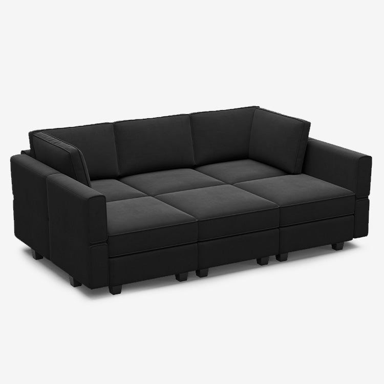 Belffin 6 Seats + 7 Sides Modular Velvet Sleeper Sofa with Storage Seat