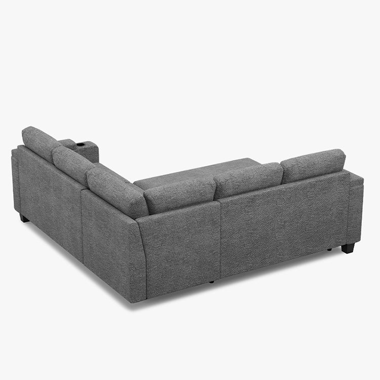 Belffin Modular 5 Seater Modular Chenille Pull-out Sleeper Sofa with Storage Seats