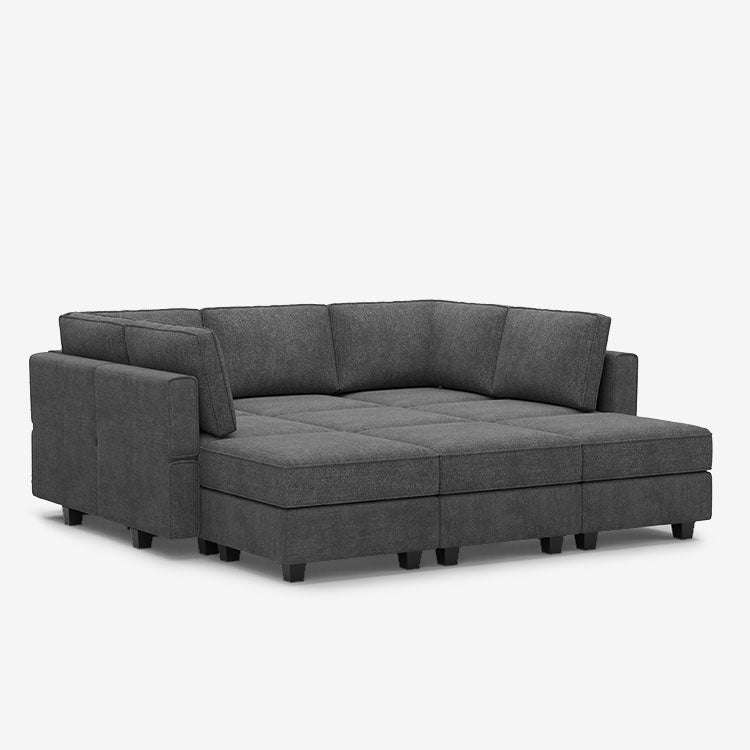Belffin 9 Seats + 7 Sides Modular Terry Sleeper Sofa with Storage Seat