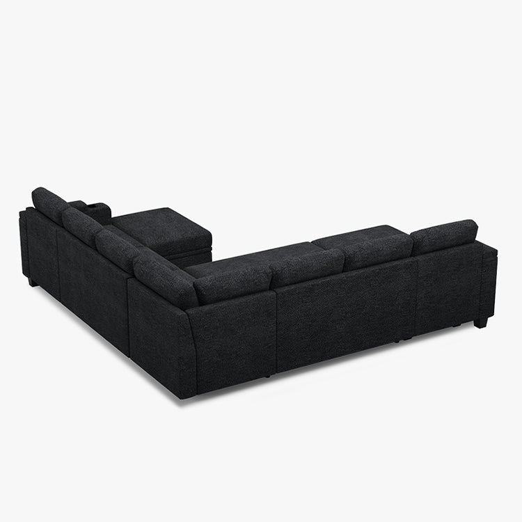 Belffin Modular 7 Seater Modular Chenille Pull-out Sleeper Sofa with Storage Chaise