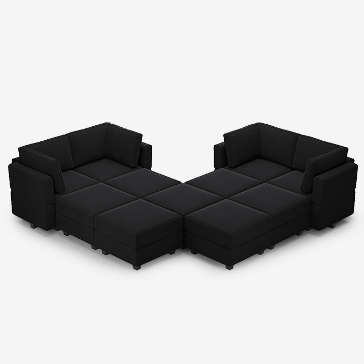 Canapé modulable en velours Belffin 11 places + 8 côtés avec siège de rangement
