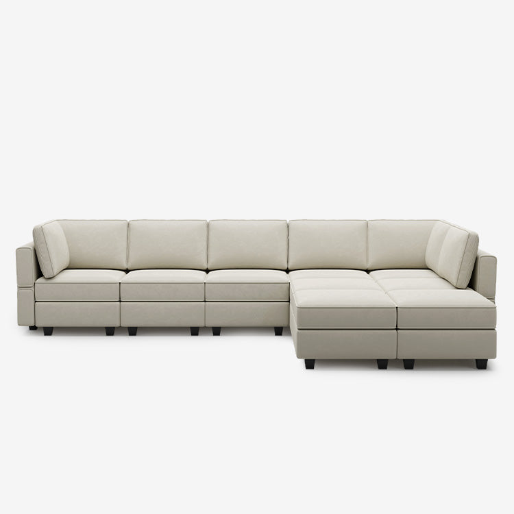Canapé modulable en velours Belffin 9 places + 8 côtés avec siège de rangement