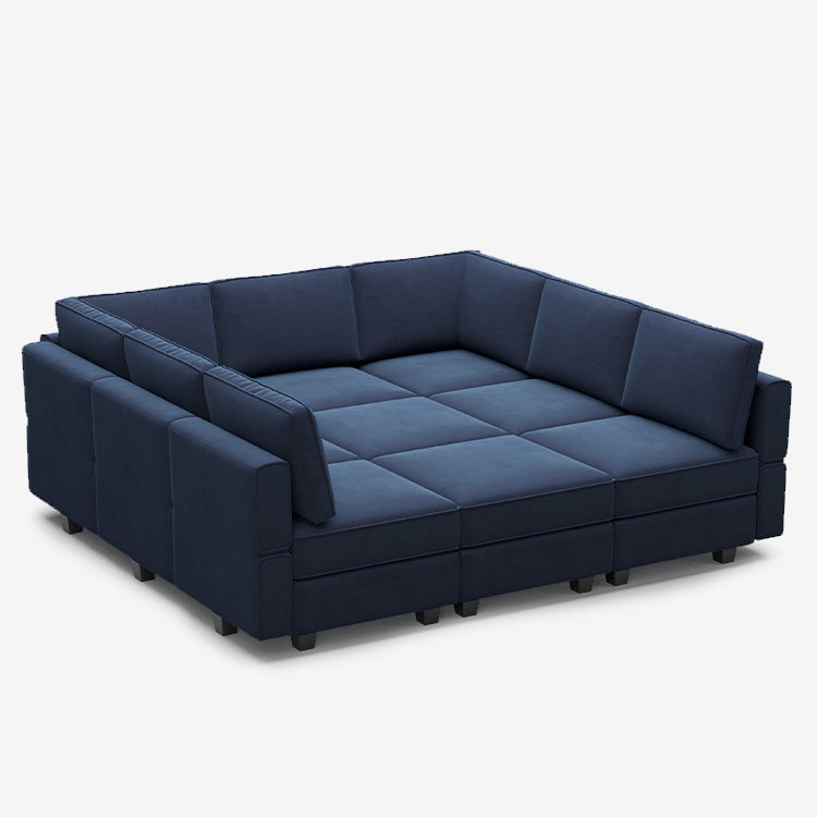 Belffin 9 Seats + 9 Sides Modular Velvet Sleeper Sofa with Storage Seat