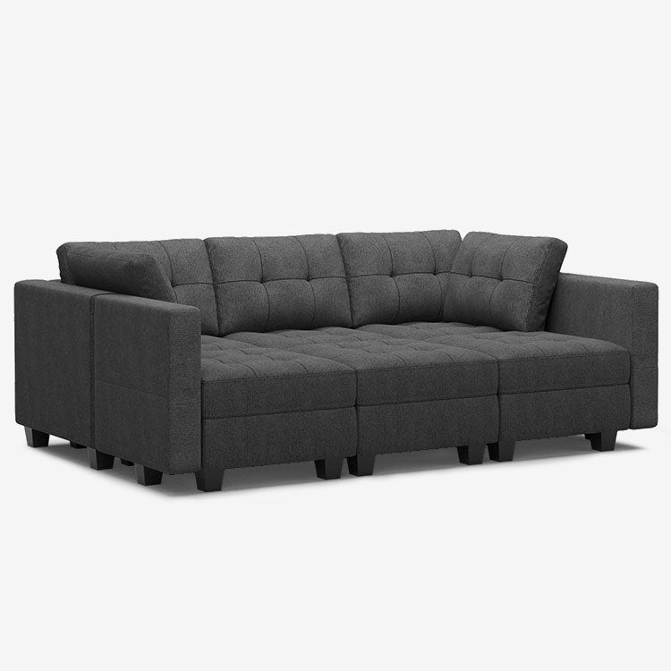 Belffin 6 Seats + 7 Sides Modular Weave Sleeper Sofa with Storage Seat