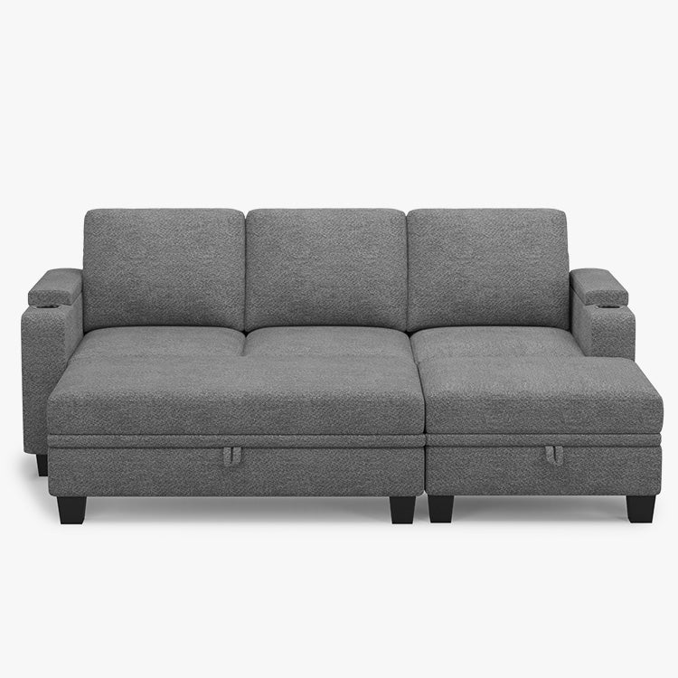 Belffin Modular 3 Seater Modular Chenille Sleeper Sofa