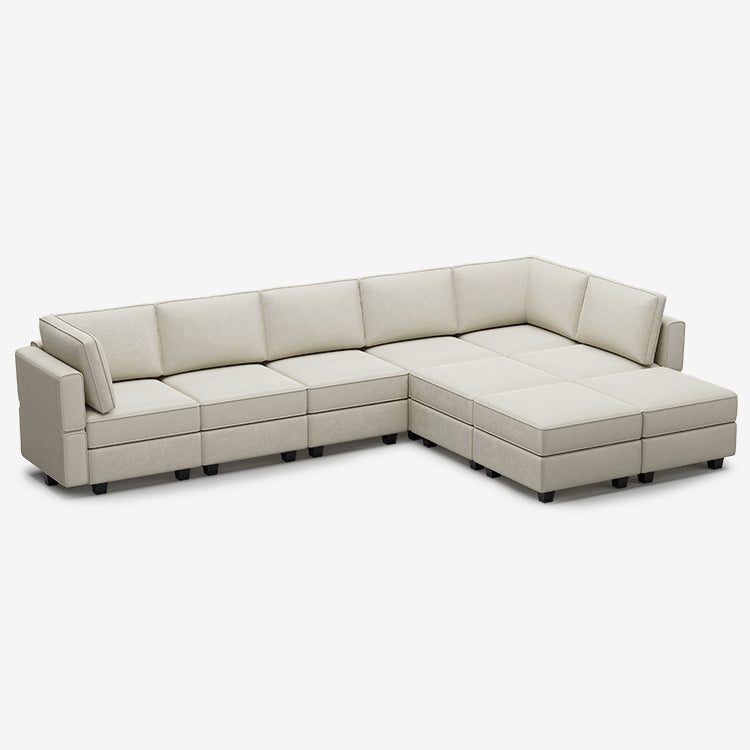 Canapé modulable en velours Belffin 9 places + 8 côtés avec siège de rangement