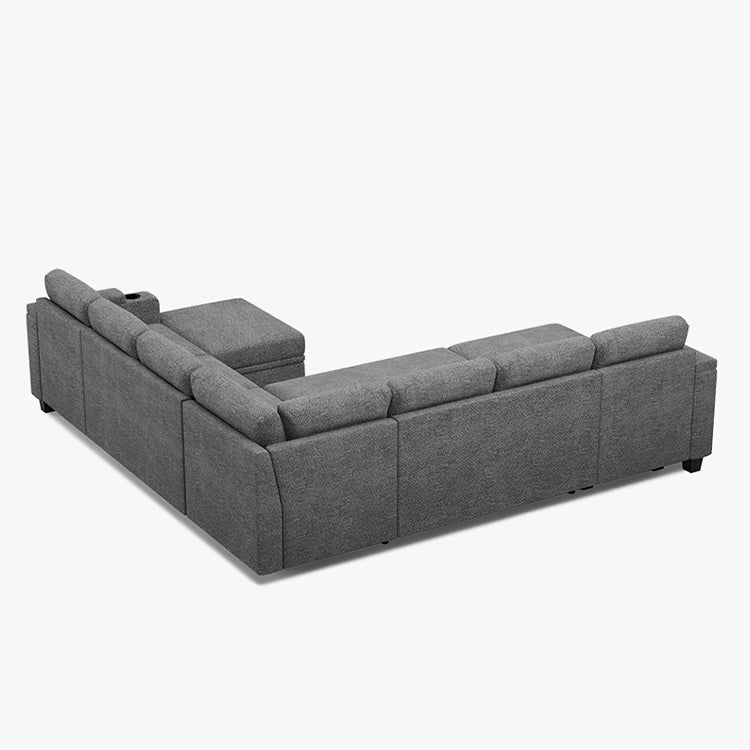 Belffin Modular 7 Seater Modular Chenille Pull-out Sleeper Sofa with Storage Chaise