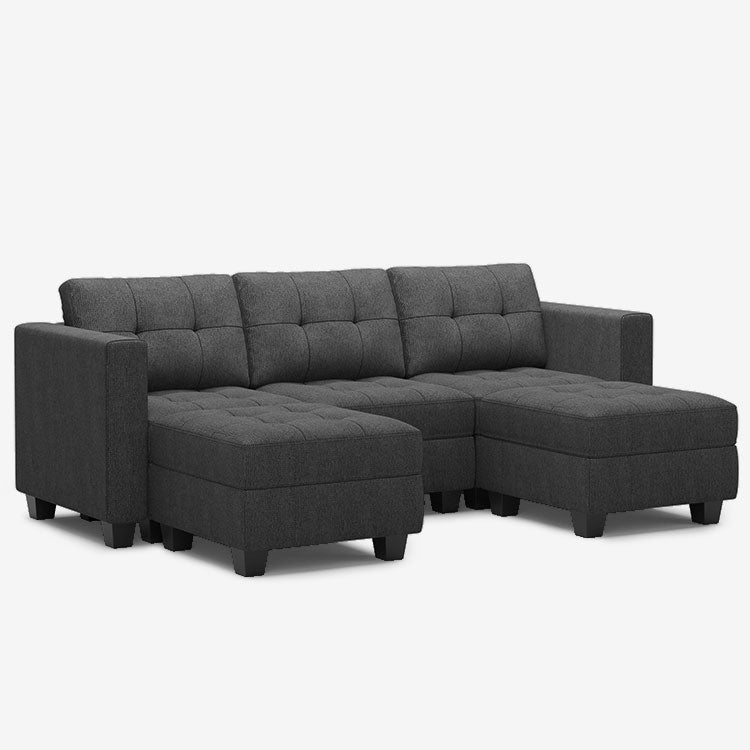 Belffin 5 Seats + 5 Sides Modular Weave Sofa with Storage Seat