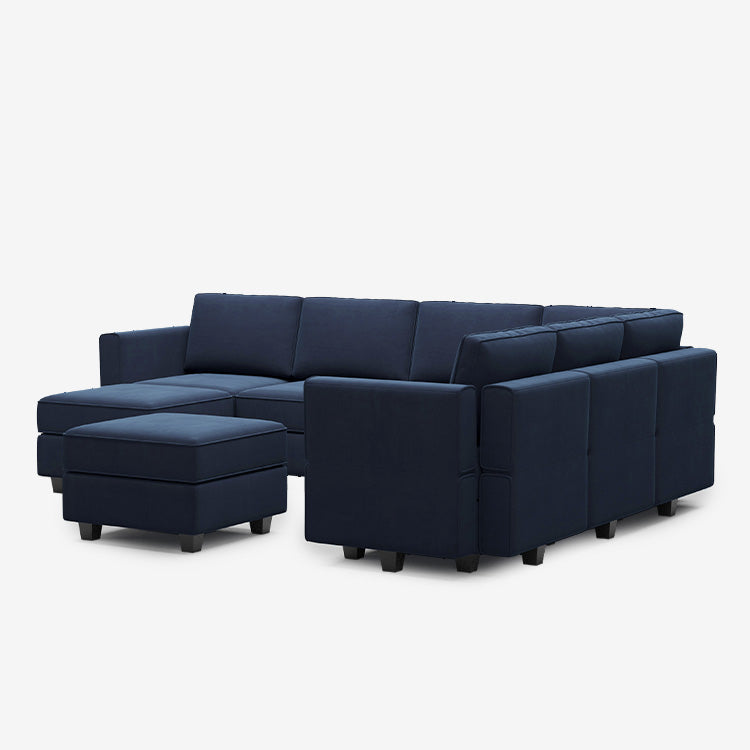 Belffin 7 Seats + 9 Sides Modular Velvet Sofa with Storage Seat and Ottoman