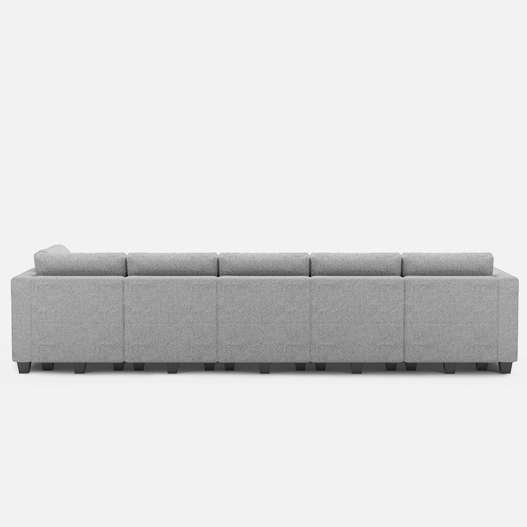 Belffin 8 Seats + 8 Sides Modular Weave Sofa with Storage Seat and Ottoman