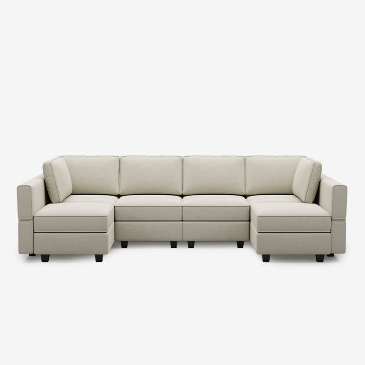 Canapé modulable en velours Belffin 6 places + 8 côtés avec siège de rangement