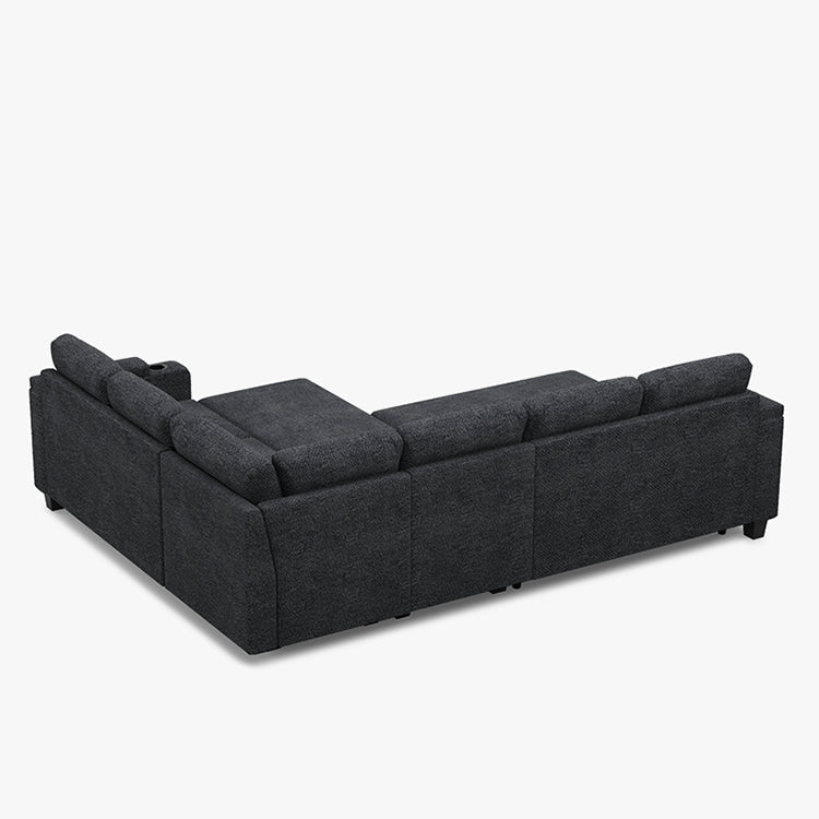 Canapé-lit modulaire 6 places Belffin en chenille avec rangement